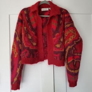 Vintage Maroon Linda Allard for Ellen Tracy Mohair Cardigan